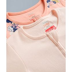 Babyhug Disney Preemie Interlock Knit Full Sleeves Sleep Suit with Minnie Mouse Print Pack of 2 - Pink