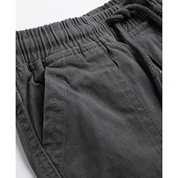 Babyhug Twill Woven Full Length Trousers with Stretch & Pockets - Grey