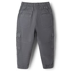 Babyhug Twill Woven Full Length Trousers with Stretch & Pockets - Grey