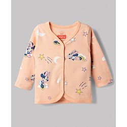 Babyhug Disney Interlock Knit Full Sleeves Jhablas with Minnie Mouse Graphics Pack of 2 - Peach & Cream