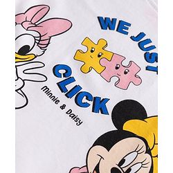 Babyhug Single Jersey Knit Full Sleeves T-Shirt & Pyjama Night Suit with Minnie & Daisy Print - White