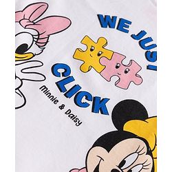 Babyhug Single Jersey Knit Full Sleeves T-Shirt & Pyjama Night Suit with Minnie & Daisy Print - White