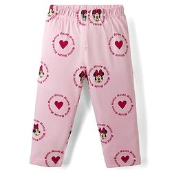Babyhug Disney Single Jersey Knit Full Sleeves T-Shirt & Pyjama Night Suit with Minnie Mouse Print - Pink