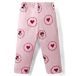 Babyhug Disney Single Jersey Knit Full Sleeves T-Shirt & Pyjama Night Suit with Minnie Mouse Print - Pink