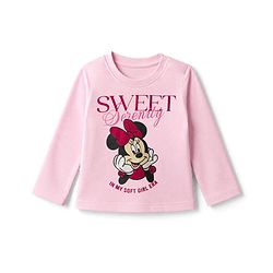 Babyhug Disney Single Jersey Knit Full Sleeves T-Shirt & Pyjama Night Suit with Minnie Mouse Print - Pink