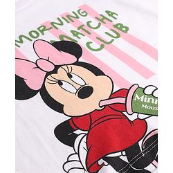 Babyhug Disney Single Jersey Knit Full Sleeves T-Shirt & Striped Pyjama Night Suit with Minnie Mouse Print - White