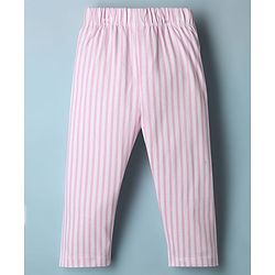 Babyhug Disney Single Jersey Knit Full Sleeves T-Shirt & Striped Pyjama Night Suit with Minnie Mouse Print - White