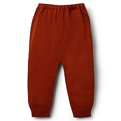 Babyhug Knit Full Sleeves Striped Sweater Set - Rust Orange