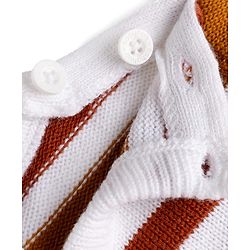 Babyhug Knit Full Sleeves Striped Sweater Set - Rust Orange