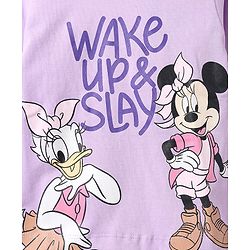 Babyhug Disney 100% Cotton Single Jersey Knit Full Sleeve T-Shirt Pyjama Night Suit With Minnie & Friends Graphic in Purple