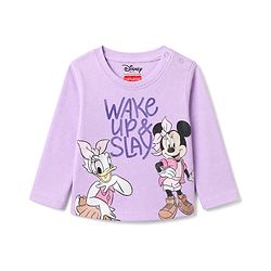 Babyhug Disney 100% Cotton Single Jersey Knit Full Sleeve T-Shirt Pyjama Night Suit With Minnie & Friends Graphic in Purple