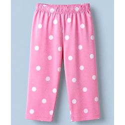 Babyhug Disney 100% Cotton Single Jersey Knit Full Sleeves T-Shirt & Pajama Night Suit with Minnie Mouse and Polka Dots Graphic Print - White & Pink