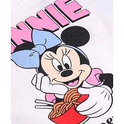 Babyhug Disney 100% Cotton Single Jersey Knit Full Sleeves T-Shirt & Pajama Night Suit with Minnie Mouse and Polka Dots Graphic Print - White & Pink