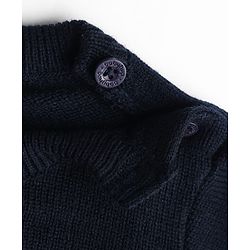 Babyhug Knit Full Sleeves Sweater Set with Striped Design - Navy Blue