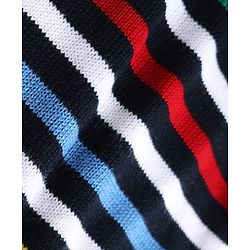Babyhug Knit Full Sleeves Sweater Set with Striped Design - Navy Blue
