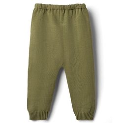 Babyhug Knit Full Sleeves Sweater Set With Bear Design - Olive Green
