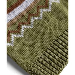 Babyhug Knit Full Sleeves Sweater Set With Bear Design - Olive Green