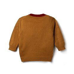 Babyhug Knit Full Sleeves Sweater Set With Cable Knit Design - Maroon
