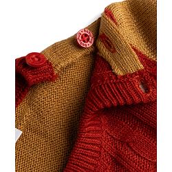 Babyhug Knit Full Sleeves Sweater Set With Cable Knit Design - Maroon
