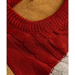 Babyhug Knit Full Sleeves Sweater Set With Cable Knit Design - Maroon