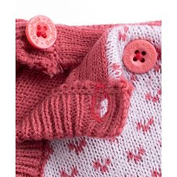 Babyhug Knit Full Sleeves Floral & Heart Design Sweater Set - Red
