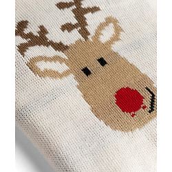 Babyhug Knit Full Sleeves Striped & Reindeer Designed Sweater Set - Cream