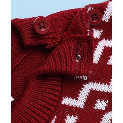 Babyhug Knit Full Sleeves Sweater Set with Abstract Design - Dark Red