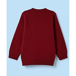 Babyhug Knit Full Sleeves Sweater Set with Abstract Design - Dark Red