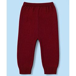 Babyhug Knit Full Sleeves Sweater Set with Abstract Design - Dark Red