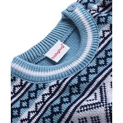 Babyhug Knit Full Sleeves Argyle Design Sweater Set - Light Blue