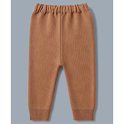 Babyhug Knit Full Sleeves Striped Sweater Set - Rust Orange