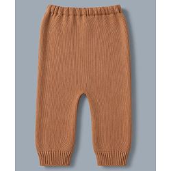 Babyhug Knit Full Sleeves Striped Sweater Set - Rust Orange