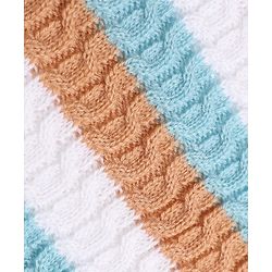 Babyhug Knit Full Sleeves Striped Sweater Set - Rust Orange