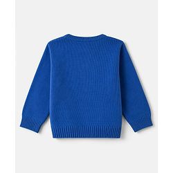 Babyhug Knit Full Sleeves Sweater Set With Floral Design - Light Blue