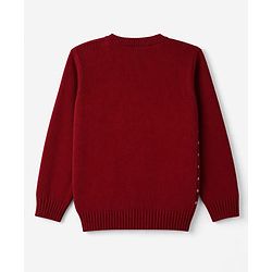 Babyhug Knit Full Sleeves Sweater Set with Heart & Christmas Theme Design - Red