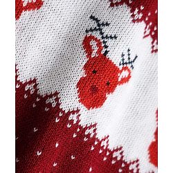 Babyhug Knit Full Sleeves Sweater Set with Heart & Christmas Theme Design - Red