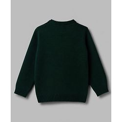 Babyhug Knit Full Sleeves Sweater Set with Geometric Design - Dark Green