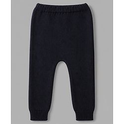 Babyhug Knit Full Sleeves Striped Hooded Sweater Set - Navy Blue