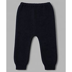 Babyhug Knit Full Sleeves Striped Hooded Sweater Set - Navy Blue