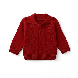 Babyhug Knit Full Sleeves Solid Sweater Set - Red