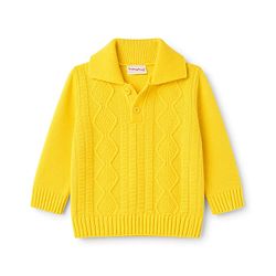 Babyhug Knit Full Sleeves Solid  Sweater Set - Yellow