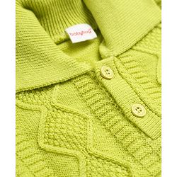 Babyhug Knit Full Sleeves Sweater Set With Cable Knit Design - Lime Green