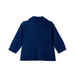 Babyhug Knit Full Sleeves Solid Colour Polo Neck Sweater Set - Navy Blue
