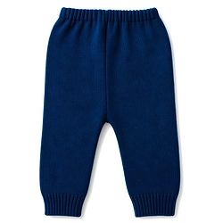 Babyhug Knit Full Sleeves Solid Colour Polo Neck Sweater Set - Navy Blue