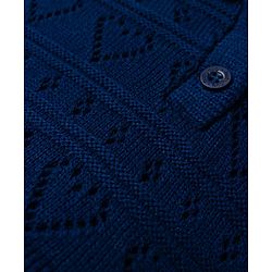 Babyhug Knit Full Sleeves Solid Colour Polo Neck Sweater Set - Navy Blue