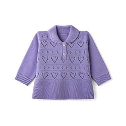 Babyhug Knit Full Sleeves Cable Knit Design Sweater Set - Lavender
