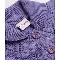 Babyhug Knit Full Sleeves Cable Knit Design Sweater Set - Lavender