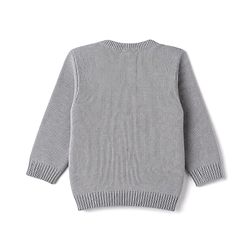 Babyhug Knit Full Sleeves Striped Sweater Set - Grey