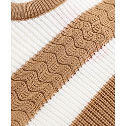 Babyhug Knit Pullover and Pant Sweater Set with Full Sleeves and Striped Pattern - Brown