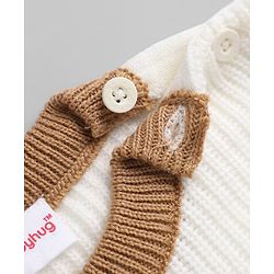 Babyhug Knit Pullover and Pant Sweater Set with Full Sleeves and Striped Pattern - Brown
